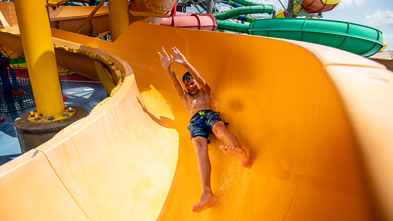 Going fast down the slide!