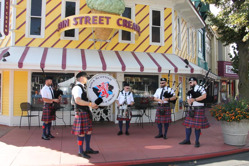 Band in front of store.