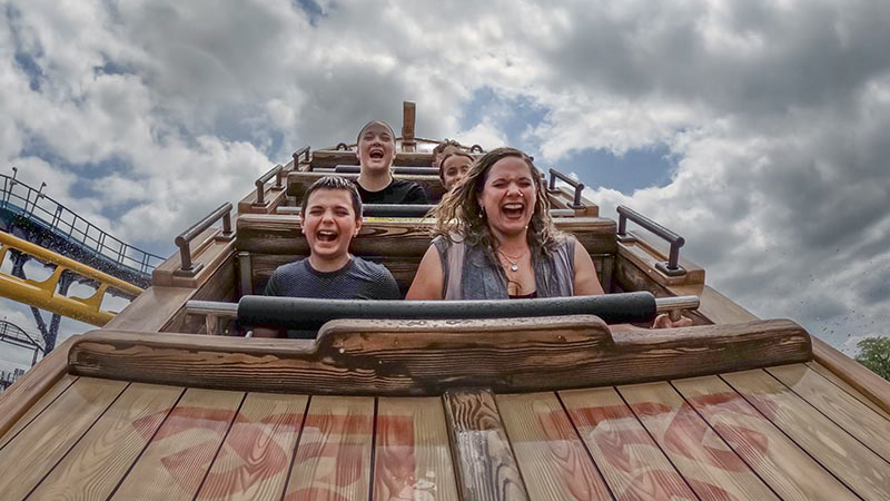 Family on ride at Adventureland