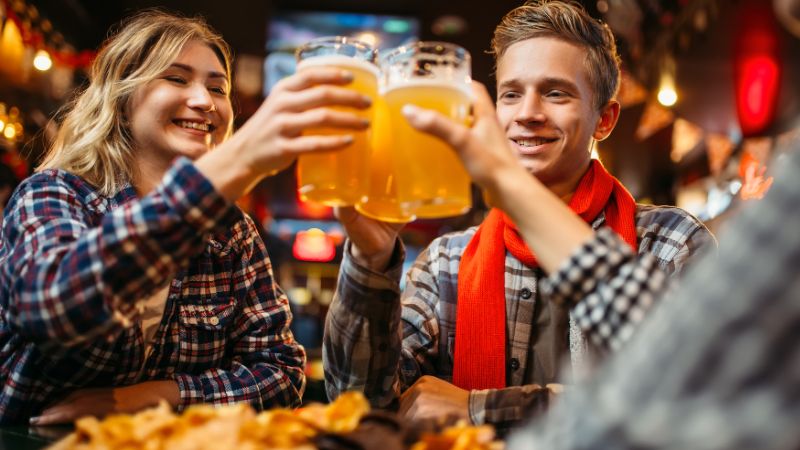 Friends with beer glasses